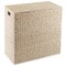 Casafield 2-Section Laundry Hamper with Removable Liner Bags, Woven Water Hyacinth Double Laundry Basket Sorter for Clothes and Towels